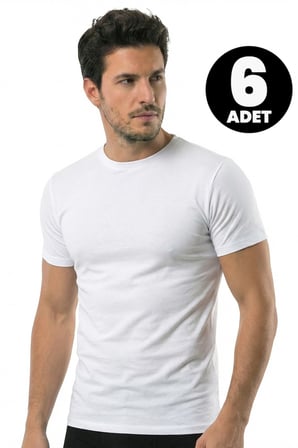 Öts 6'lı Erkek T-Shirt Kapalı Yaka Yarım Kollu (%100 Pamuk)