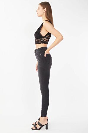 Kadın Antrasit Süper Skinny Fit Jean Pantolon