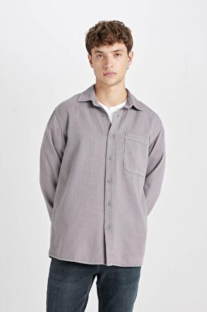 DeFacto Regular Fit Basic Düz Pamuklu Uzun Kollu Gömlek D7406AX24AUGR455