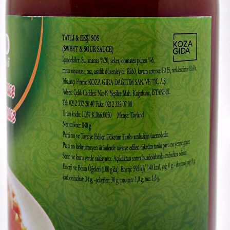 Aroy D Tatlı Ekşi Sos 840 gr