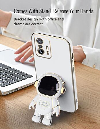Gpack Xiaomi Mi 11T 5G Kılıf Kamera Korumalı Astronot Desenli Standlı Silikon