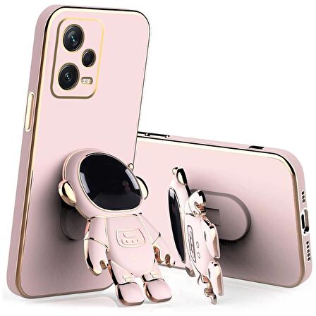 Gpack Xiaomi Redmi Note 12 5G Kılıf Kamera Korumalı Astronot Desenli Standlı Silikon