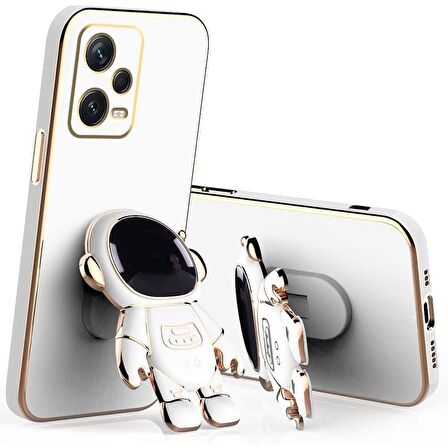 Gpack Xiaomi Redmi Note 12 5G Kılıf Kamera Korumalı Astronot Desenli Standlı Silikon