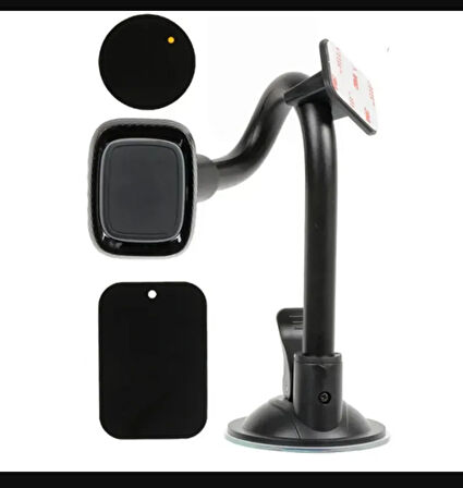 Güçlü Vantuzlu Mıknatıslı Uzun Kollu Araç Telefon Tutucu ((360° TASARIM + anti-sabitleyici tabanı))