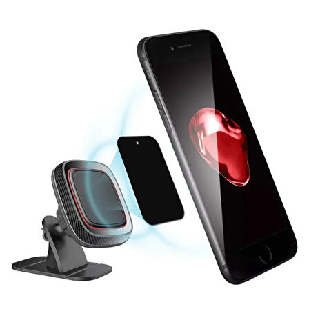 Araç İçi Telefon Tutucu, Düz zemin Mıknatıslı Araç Telefon Tutucu, 360° Dönebilen Esnek Yapı