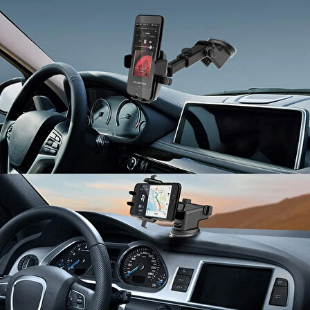Araç Araba İçi 6.9 İnç Uyumlu Mandallı Cam Vantuzlu Telefon Tutacağı Torpido Uyumlu Telefon Standı