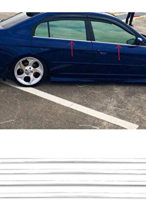 HONDA CIVIC 2002-2005 MODELLER ARASI KROM CAM ÇITASI 4 PARÇA PASLANMAZ ÇELİK