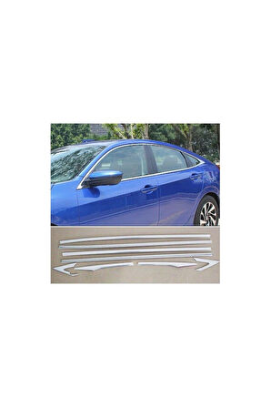 HONDA CIVIC FC5 2016-2021 MODELLER ARASI KROM CAM ÇITASI 8 PARÇA PASLANMAZ ÇELİK