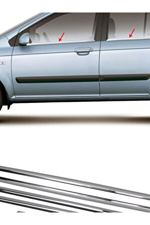 HYUNDAİ GETZ 2002-2011 MODELLER ARASI KROM CAM ÇITASI 6 PARÇA PASLANMAZ ÇELİK