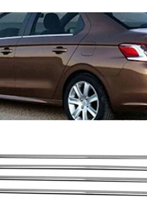 PEUGEOT 301 2012-2023 MODELLER ARASI KROM CAM ÇITASI 4 PARÇA PASLANMAZ ÇELİK