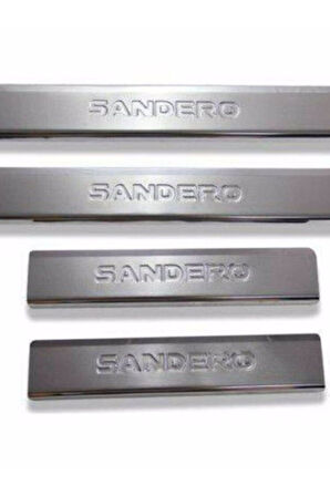 DACİA SANDERO 2008-2012 MODELLER ARASI KROM KAPI EŞİĞİ 4 PARÇA PASLANMAZ ÇELİK