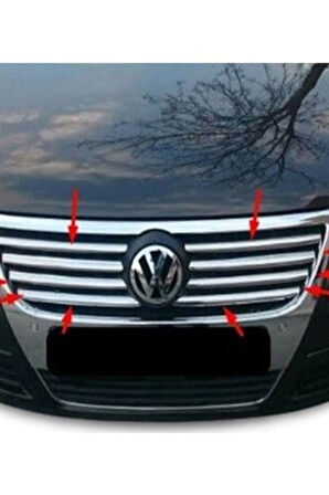 VOLKSWAGEN PASSAT B6 2005-2010 MODELLER ARASI KROM ÖN PANJUR 8 PARÇA PASLANMAZ ÇELİK