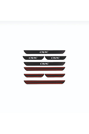 HONDA 2015+  CİVİC OLD KARBON KAPI EŞİĞİ 4 PARÇA KROM YAZILI