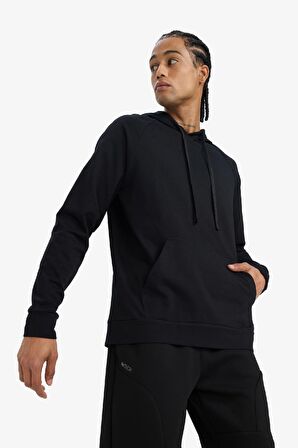 DeFactoFit Standart Fit Kapüşonlu Sporcu Sweatshirt D8014AX25SPBK81