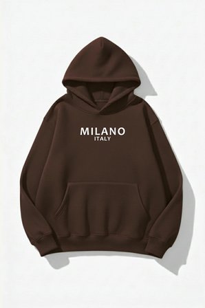 Unisex Yumuşak Dokulu Milano Italy Baskılı Tasarım Oversize 3 İplik Hoodie Sweatshirt