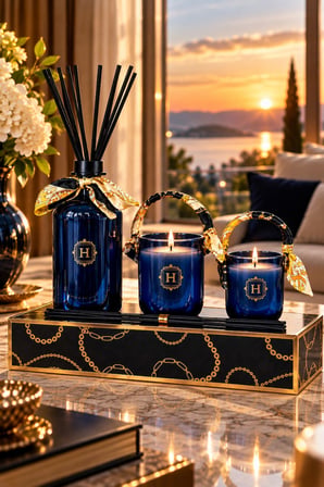 Haute Collection Esctatic Lüks Oda Kokusu ve 2’li Mum Seti | Çubuklu Oda Parfümü ve Dekoratif Kokulu
