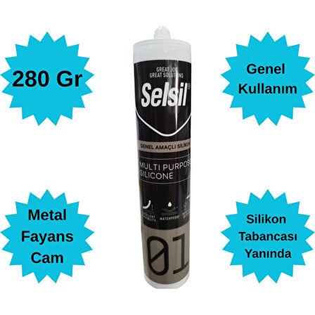 Genel Amaçlı Şeffaf Silikon 280gr | Suya Dayanıklı | Banyo – Mutfak – Cam – Seramik