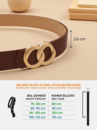 Sonsuz Gold Tokalı Kahve Kadın Kemer