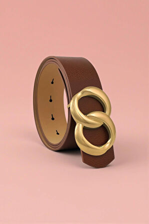 Sonsuz Gold Tokalı Kahve Kadın Kemer