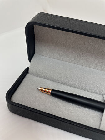Elegance Series Gold Deri Kutulu Siyah Tükenmez Kalem