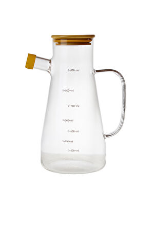 Sızdırmaz  ve Vakumlu Bambu Kapaklı Şık Yağdanlık & Sirkelik 900 ml