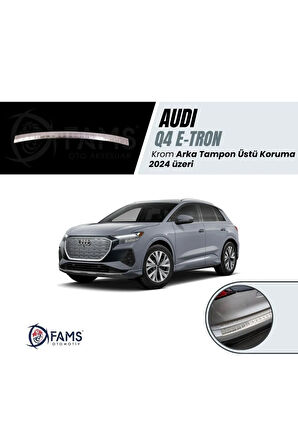 Audi Q4 E-Tron 2024 üzeri Krom Arka Tampon Üstü Koruma (Taşlı) P.Çelik