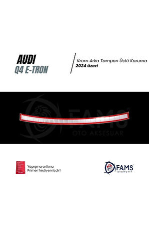 Audi Q4 E-Tron 2024 üzeri Krom Arka Tampon Üstü Koruma (Taşlı) P.Çelik