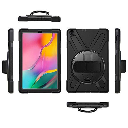 Gpack Samsung Galaxy Tab A 10.1 (2019) T510 Kılıf Defender Tablet Tank Koruma Standlı df2