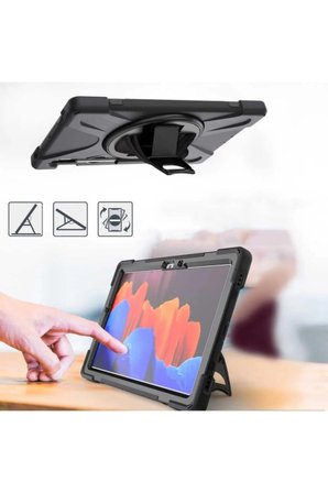 Gpack Samsung Galaxy Tab S7 Plus T970 Kılıf Defender Tablet Tank Koruma Standlı df33  Nano  Kalem