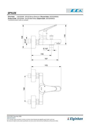 E.C.A Spylos 102102494 Gümüş Banyo Bataryası