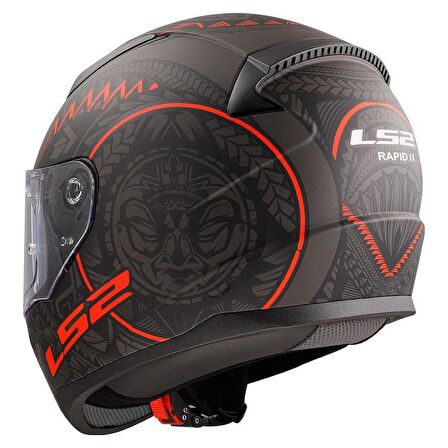 LS2 RAPID 2 TAKAROA MAT SİYAH-KIRMIZI KASK