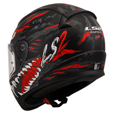 LS2 RAPID 2 KAIJU MAT SİYAH-KIRMIZI-BEYAZ KASK