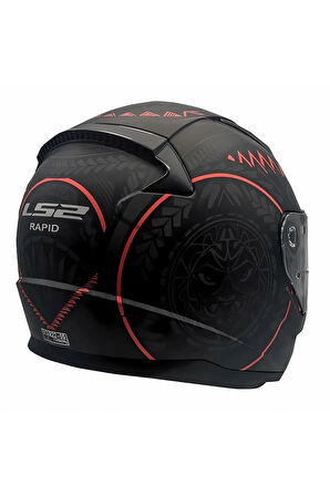 LS2 RAPID 2 RAVEN MAT SİYAH-BEYAZ-KIRMIZI KASK - S