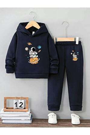 Astronot Erkek ve Kız Çocuklar İçin Premium Sweatshirt & Eşofman Takımı