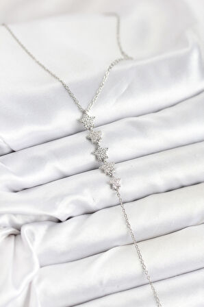 316L Çelik Zincir Gümüş Renk Yıldız Model Y Kolye