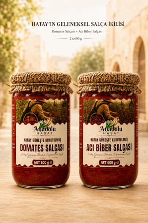 Hatay Güneşte Kurutulmuş Domates ve Acı Biber Salçası İkili Set 2 x 600 g