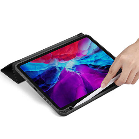 Gpack Apple iPad 10.2 2021 9.Nesil Kılıf Kalem Bölmeli Arkası Şeffaf Standlı nt1