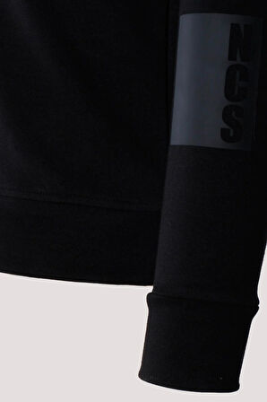 Erkek Sweatshirt Siyah Ön Cep Detaylı Relaxed Fit Double Face Crewneck NCS JEANS 1640