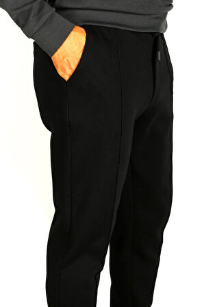 Erkek Siyah Bel İpli Slim Fit Yan Cepli Armürlü Jogger Pantolon NCS JEANS 1642