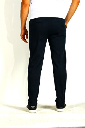 Erkek Lacivert Bel İpli Slim Fit Yan Cepli Armürlü Jogger Pantolon NCS JEANS 1642