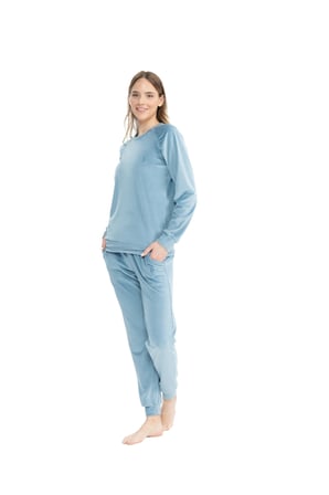 U.S. Polo Assn. Kadın Uzun Kollu Yuvarlak Yaka Pijama Takımı S25092