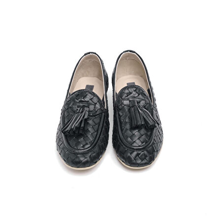 Hakiki Deri Püsküllü Bantlı Kadın Babet