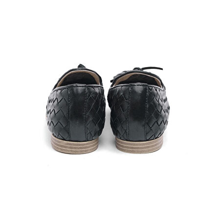 Hakiki Deri Püsküllü Bantlı Kadın Babet