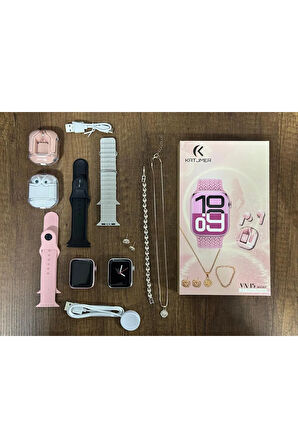KATJMER VN15 MİNİ AMOLED 3 KORDON TAKI VE BLUETOOTH KULAKLIK HEDİYELİ ROSE GOLD
