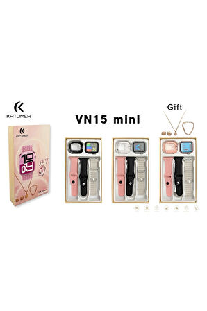 KATJMER VN15 MİNİ AMOLED 3 KORDON TAKI VE BLUETOOTH KULAKLIK HEDİYELİ ROSE GOLD