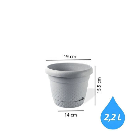 Omnipazar KRS-342 Dekoratif İnci Bitki Çiçek Saksı Takımı 2.2 Litre No 2