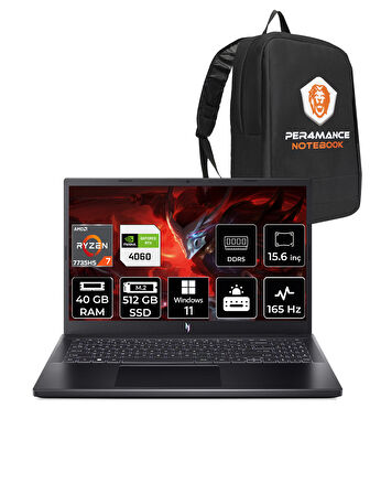 ACER Nitro V15 R7-7735HS 40GB 512GB SSD RTX4060/8GB 15.6'' 165Hz FHD W11P & PER4 ÇANTA