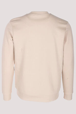 Erkek Sweatshirt Bej Relaxed Fit Double Face N Aplike Sargı Nakış Logo Detaylı Crewneck NCS JEANS 1649
