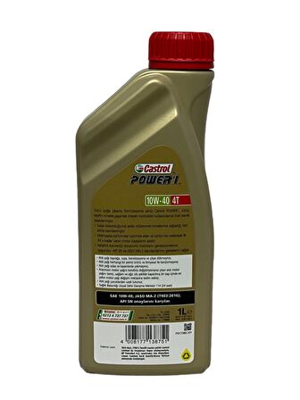 Castrol Power1 10W-40 4T Motosiklet, 4 Zamanlı Motor Yağı 1 Litre