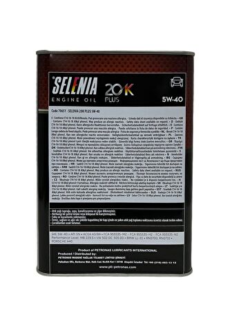 Petronas Selenia WR Perfom 5W-40 Motor Yağı 3.2 Litre (Üretim Yılı - 2023)